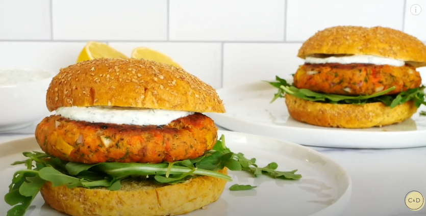 Tasty salmon burger