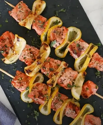 Spicy Blackened Grilled Salmon Skewers